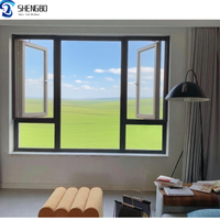 Fenêtre à battant inclinable et orientable de luxe 2026 au design moderne, résistante aux chocs, avec double vitrage trempé, en alliage d'aluminium noir, pour villa