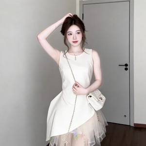 Apricot Ballet Style Tutu Skirt With Fitted Waist Irregular Hem Sleeveless Design For Daily Wear - Product Image 1
