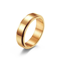 Quake E-Commerce Großhandel Vintage Edelstahl 6mm Glänzender Blanko Anti-Angst Fidget Drehbarer Fingerring Unisex für Männer und Frauen