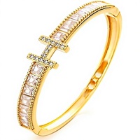 Bracelet jonc délicat en cuivre plaqué or 18 carats pour femme, personnalisé, motif amour, ovale, style sans fin, fabrication islamique, fabriqué en Chine