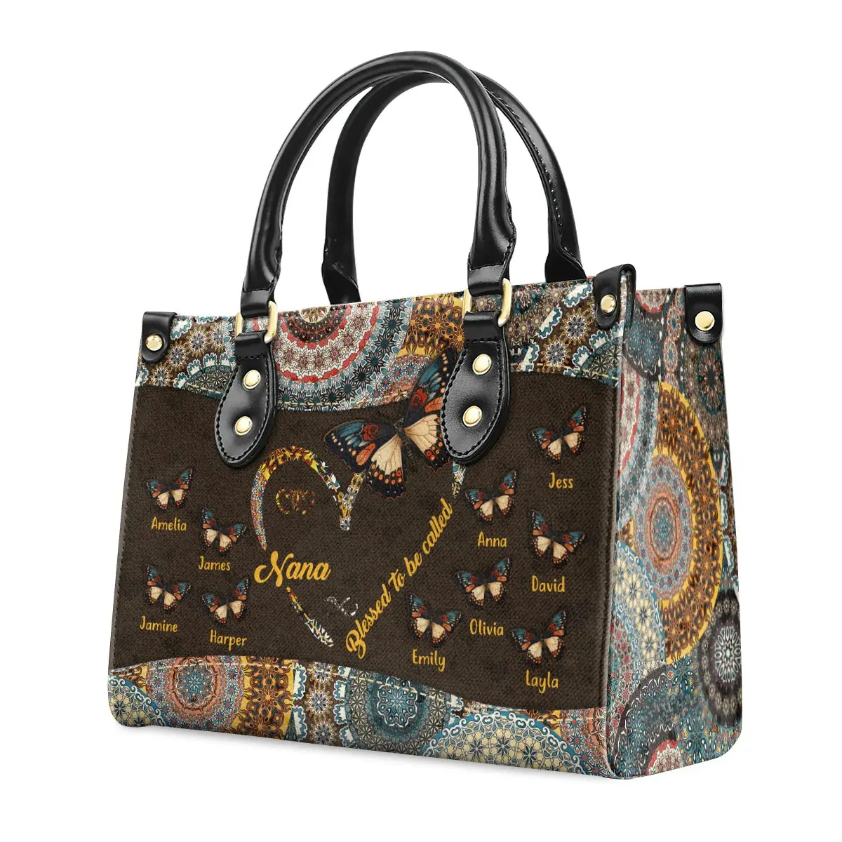 Nuevos bolsos de moda para mujer Blessed To Be Called Grandma Print Mejor regalo Bolsos de mano de cuero personalizados Bolsos cruzados de marca para mujer