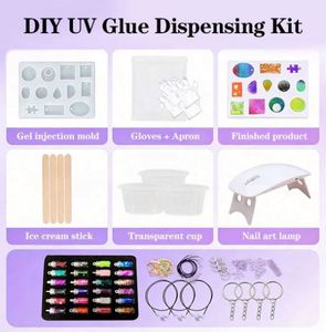 Résine UV à durcissement rapide, kit de bijoux DIY de Noël fait main, moules en silicone époxy transparents pour pendentifs, boucles d'oreilles, porte-clés - Product Image 2