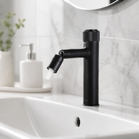 Keran Kamar Mandi Satu Lubang Pegangan Tunggal Model Deck Mount Kuningan Hitam Modern Keramik untuk Wastafel dengan Bidet