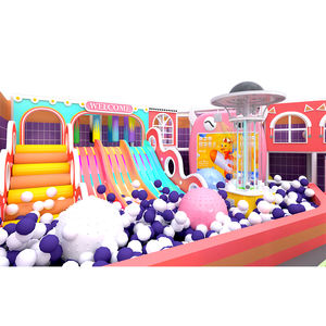 Aire de jeux intérieure pour enfants avec toboggan double château rose et violet, <span class=keywords><strong>cuisine</strong></span> interactive et zone d'escalade - Product Image 2