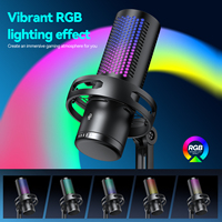 Microphone à condensateur USB filaire RGB pour jeux, léger et portable, pour ordinateur, podcast, streaming