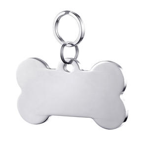 不锈钢骨宠物标签，带开口钥匙圈银金玫瑰金黑色 - Product Image 2