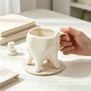 Mug en céramique 3D original en forme de dent, cadeau unique sur le thème du dentiste pour les hygiénistes dentaires, les étudiants et la décoration de bureau - Product Image 1