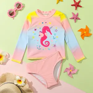 Long Sleeve Brief Baby Girl Swimsuit Oem Custom Bathing Suit Girl Bikini Beachwear Swimwear Eco-friendly Kids Swimwear For Girls