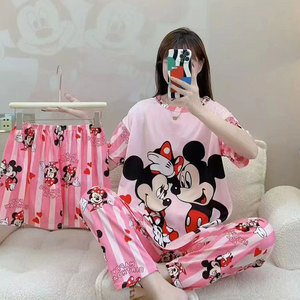 Ensemble de pyjama trois pièces pour femmes Yicheng, épaules dénudées, dessins animés, manches courtes, shorts, vêtements de maison, vêtements de nuit d'été pour femmes - Product Image 6