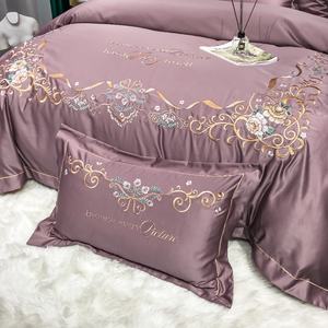 Parure <span class=keywords><strong>de</strong></span> lit en <span class=keywords><strong>soie</strong></span> douce et soyeuse 100% coton, housse <span class=keywords><strong>de</strong></span> couette chaude en microfibre <span class=keywords><strong>de</strong></span> luxe, ensemble <span class=keywords><strong>de</strong></span> 4 draps et taies d'oreiller - Product Image 4