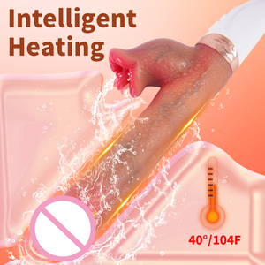 TMM 4-in-1 Heiz-Vibrator aus Weichem Flüssigsilikon mit 10 Teleskop-/Leckmodi Realistischer <span class=keywords><strong>Dildo</strong></span> für Frauen - Product Image 5