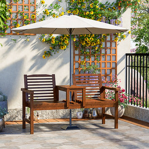 Banc en bois massif anticorrosion au design artistique pour l'extérieur, la cour, le balcon et l'intérieur - Product Image 1
