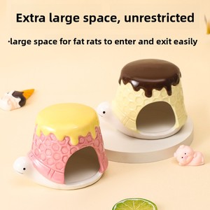 Hamster <span class=keywords><strong>den</strong></span> abri ours en céramique aux cheveux dorés pour se rafraîchir et profiter de l'été. Chambre à coucher maison de glace avec tanière en céramique - Product Image 2