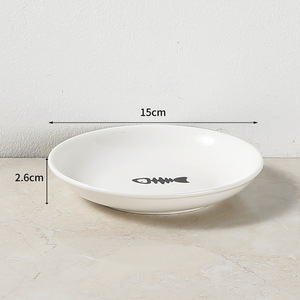 Cuenco de comida para perros y gatos de cerámica alto de estilo nórdico, plato de aperitivos anticervical y antipunta con comederos para mascotas de patrón sólido - Product Image 6