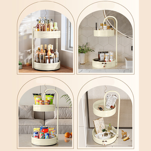 Portaspezie rotondi rotondi da <span class=keywords><strong>cucina</strong></span> a 2 livelli 360 rotante per piatto portatevola olio aceto scaffale per soggiorno - Product Image 5