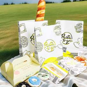 Sacs en papier avec fermeture à lien métallique pour emballages alimentaires, personnalisés avec logo imprimé, résistants à l'huile, pour biscuits, croissants, pain, toasts, pop-corn - Product Image 6