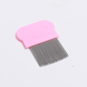 Sisir Hewan Peliharaan Baja Anti Karat Plastik Biru Tua Biru Muda Hijau Pink Kemasan Kantong OPP - Product Image 4