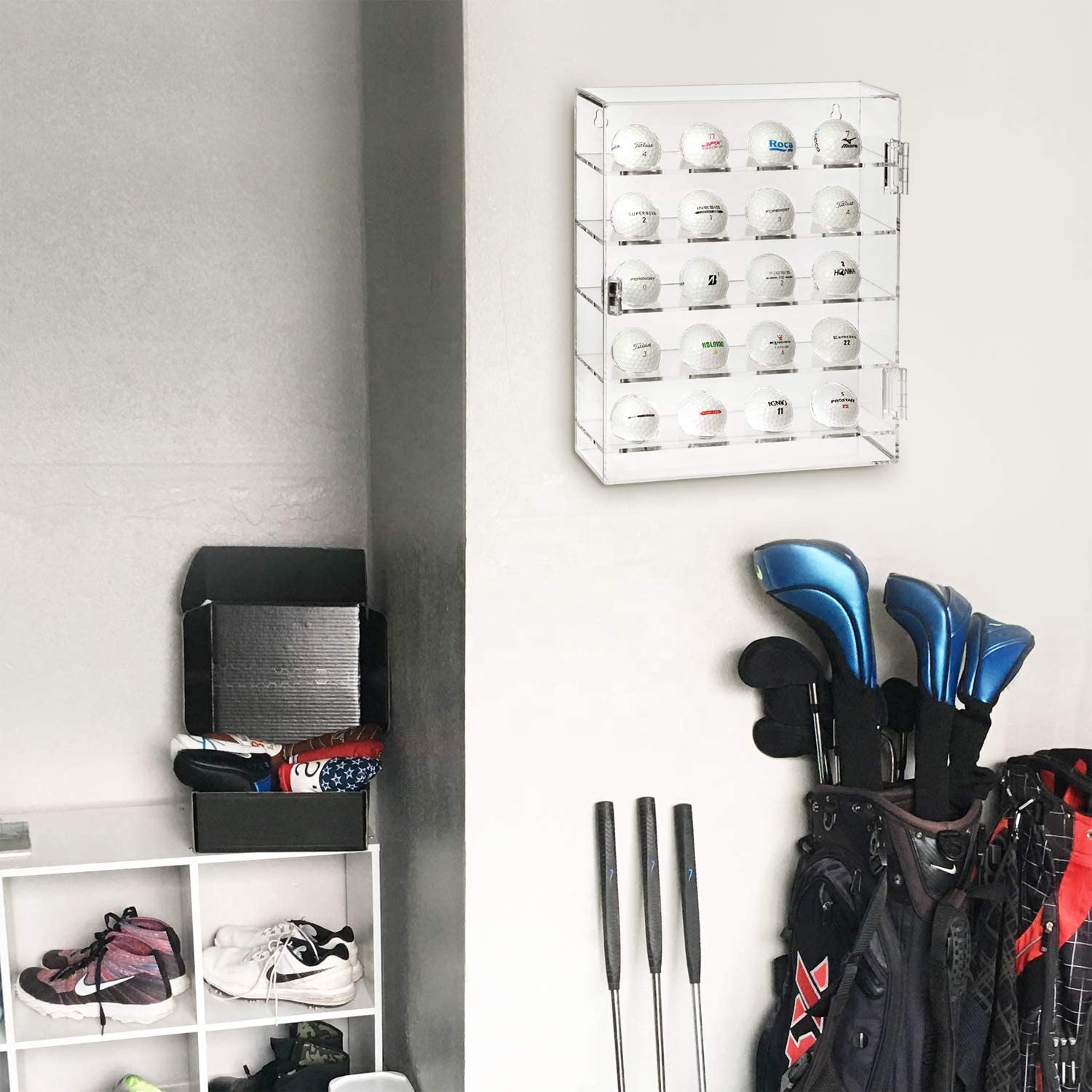 ゴルフボール　ディスプレイ　ケース　収納　ラック Amazon | ゴルフボールディスプレイケースキャビネット 49個収納