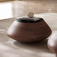 Ensemble de tables basses en marbre italien de forme irrégulière, ton noyer noir, combinaison créative pour table à thé
