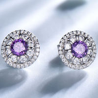 Pendientes de circonita cúbica de racimo de Plata de Ley 925 a la moda con ojos malvados turcos Género de joyería fina