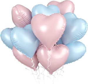 Lot de 10 ballons en aluminium mats rose et bleu de 18 pouces en forme de cœur pour <span class=keywords><strong>anniversaire</strong></span>, mariage, révélation du sexe et accessoires de fête - Product Image 2