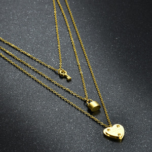 Collar con colgante de acero inoxidable de varias capas en forma de corazón, dorado, para mujer, regalo, uso diario - Product Image 2