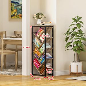 Estantería vertical para libros de 5 niveles, estante de almacenamiento de madera que ahorra espacio para sala de estar y dormitorio - Product Image 3