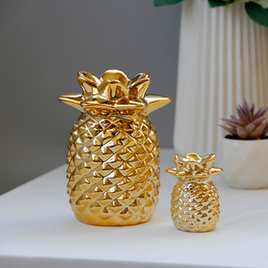 Ornements en céramique dorée créatifs en forme d'<span class=keywords><strong>ananas</strong></span>, accessoires de table, décorations pour la maison - Product Image 2