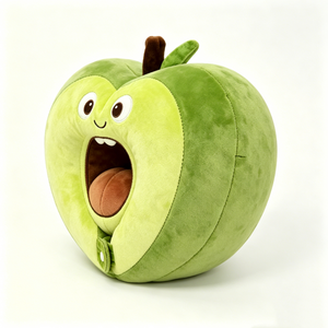 Peluche de manzana verde, peluche de fruta de dibujos animados, almohada de manzana, peluche de manzana partida, cojín de comida novedoso - Product Image 2