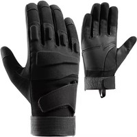 Gants tactiques de protection noirs pour le sport, la moto, le tir et le combat, à doigts entiers