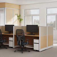 Modular Office Workstation with Glass Partitions and Cable Management Meets the Collaborative Needs