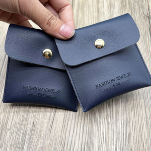 Custom Snap Gold <b>Leather</b> Jewelry Pouch with Button, Jewelry Pouch Packaging for Earring, Necklace, <b>Bracelet</b> - Product Image 4