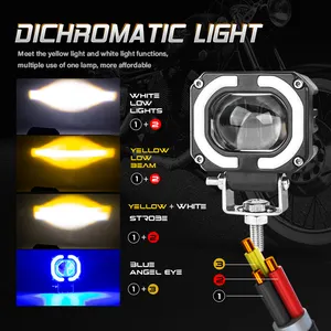 Rcj holofotes led para motocicleta, 60w, à prova d' água, luzes auxilares, para mancha e motocicleta, luzes de led