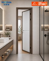 Puerta de Baño Impermeable con Marco Delgado de Aluminio y Vidrio para Villa, Escuela, Hotel, Apartamento - Superficie Acabada