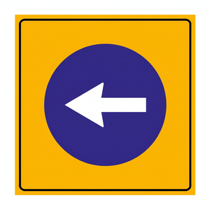 Reflective 90x90cm "Go Left" <b>Roadway</b> Sign for <b>Safety</b>-Solar & LED - Product Image 2