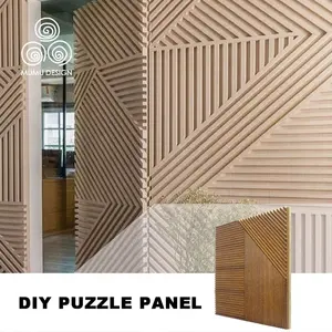 MUMU 3D עיצוב עכשווי חלק לחלק חלל סלון חדר שינה רקע מוצק עץ קיר פנל