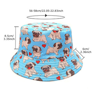 Nouveau style européen Chapeau de pêcheur imprimé chien unisexe Chapeau seau de protection solaire décontracté Casquette réversible en caoutchouc pour canard - Product Image 2