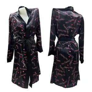 2022 Sleepwear Lingerie Luxury Long Bath Custom Women Money Robes Silk Satin Robe pigiama per donna - Product Image 6