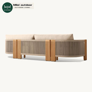 Ensemble de canapés d'extérieur imperméables en bois de teck Meubles de jardin en rotin PE pour hôtels villas patio Design d'extérieur pour cour extérieure - Product Image 5