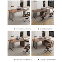 Bureau de direction en cuir de luxe, table de bureau moderne minimaliste en bois massif, mobilier de bureau design pour la maison et l'étude