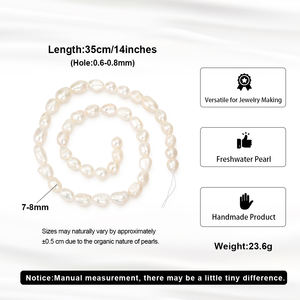 Perlas Sueltas de Agua Dulce Barrocas RINNTIN PP1 3A de 7-8 mm, Hebra de Perlas Naturales para la Fabricación de Joyas, Pulseras y Collares Hechos a Mano - Product Image 3