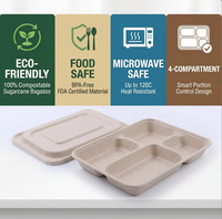 Gezonde Portie 4-Vaks Eco-vriendelijke 32 oz Suikerriet Bagasse Gedeelde Voedselcontainer voor Bento Box Schoolkantine