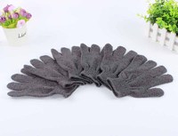 Gants exfoliants pour le corps en fibre de bambou carbonisée, couleur personnalisée, pour la douche et le gommage corporel