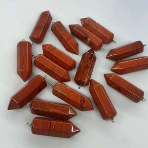 레드 재스퍼 14X43MM 육각 프리즘 보석 비즈 대형 사이즈 각진 불렛 펜던트 반귀석 DIY 주얼리 제작용 - Product Image 5
