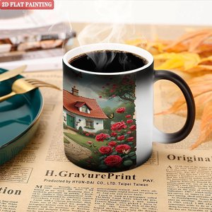 แก้วมัคเปลี่ยนสีลายบ้านสวน เซรามิกสีดำด้าน ขนาด 11 ออนซ์ - Product Image 5