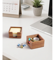 Porte-notes adhésifs en bois d'acacia personnalisé, distributeur de notes Post-it pour bureau, organisateur de notes adhésives 3x3, porte-bloc-notes