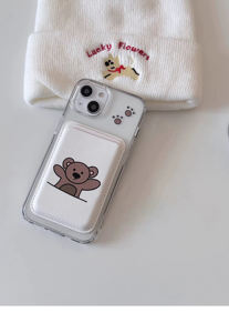 Porte-cartes magnétique amovible en TPU+PC pour iPhone 11 12 13 14 15 16 Pro <span class=keywords><strong>Max</strong></span>, étui magnétique transparent Koala marron - Product Image 5