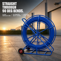 Tige de guidage en fibre de verre 8 mm 150 m avec roue à cage en acier pour l'installation de conduites souterraines et un passage fluide des câbles