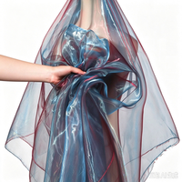 Tissu Organza 100% Polyester Irisé, Tulle Dégradé, Maille Tissée Scintillante pour Robe de Mariage, Décoration de Rideaux