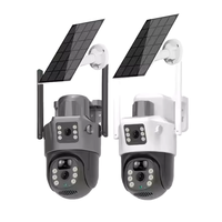 Caméra CCTV WiFi 4G solaire V380 Pro pour extérieur, avec interphone, capteur CMOS, angle large 360°, H.264/H.265, stockage sur carte mémoire